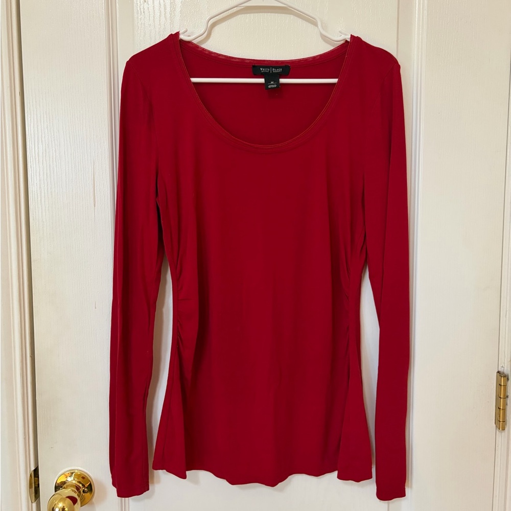 White House Black Market Long Sleeve Red Tee